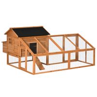 Zwerghühnerstall Zwerghühnerhaus mit Nistkasten Zwerghühnervoliere mit Asphaltdach Gehege Geflügelstall Wachtelstall winterfest Tannenholz Orange+Schwarz 185,5 x 176 x 99,5 cm