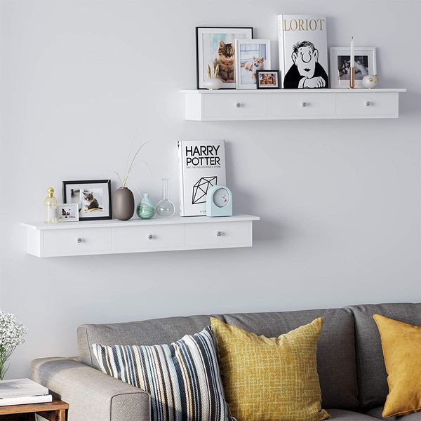 Wandregal, 80x15x10cm, Weiß