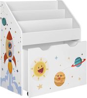 Spielzeugregal & Bücherregal für Kinder, Kinderzimmerregal mit 3 Fächern Spielzeugkiste weiß 