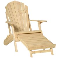 Adirondack-Gartenstuhl mit Fußstütze klappbar Gartenliege Outdoor Gartenmöbel Kiefernholz Natur 78 x 140 x 94 cm
