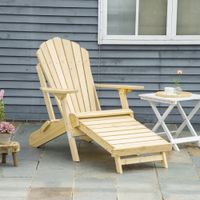 Adirondack-Gartenstuhl mit Fußstütze klappbar Gartenmöbel Kiefernholz Natur 78 x 140 x 94 cm