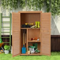 Gartenschrank Holz Geräteschuppen 4 Fächer mit Asphaltdach Natur