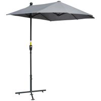 2 x 2 m Sonnenschirm Halbrundschirm Balkonschirm mit Halterung wasserdicht für Garten Terrassen Höfe 100% Polyester Dunkelgrau