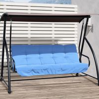 Auflagen-Set für Hollywoodschaukel 170 cm Stuhlkissen Schaukelauflage Sitzkissen Gartenschaukel Gartenpolster Rückenkissen Seitenkissen Blau