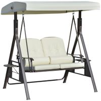 2-Sitzer Hollywoodschaukel Gartenschaukel mit Sonnendach Kissen Beige