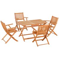 Sitzgruppe klappbar 5tlg. Outdoor Essgruppe Balkonmöbel wetterfest Gartenmöbel-Set Sitzgarnitur Pappelholz Natur