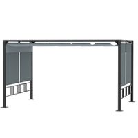 Pergola Gartenpavillon 3,9 x 2,9 m mit Sonnendach und 4 automatische Rollläden wasserdicht für Garten Abdecken Gartenmöbel Aluminium Polyester Dunkelgrau
