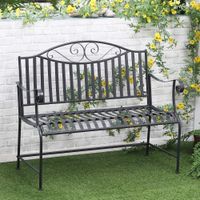 Gartenbank 2-Sitzer Metallbank mit Armlehne bis 220 kg belastbar Grau 15,5 x 54 x 96 cm