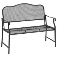 Gartenbank 2-Sitzer Parkbank Sitzbank Terrassenbank bis 220 kg belastbar mit Rückenlehnen Metall Schwarz 113 x 58 x 98 cm