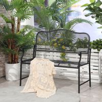 Gartenbank 2-Sitzer bis 220 kg belastbar mit Rückenlehnen Metall Schwarz 113 x 58 x 98 cm