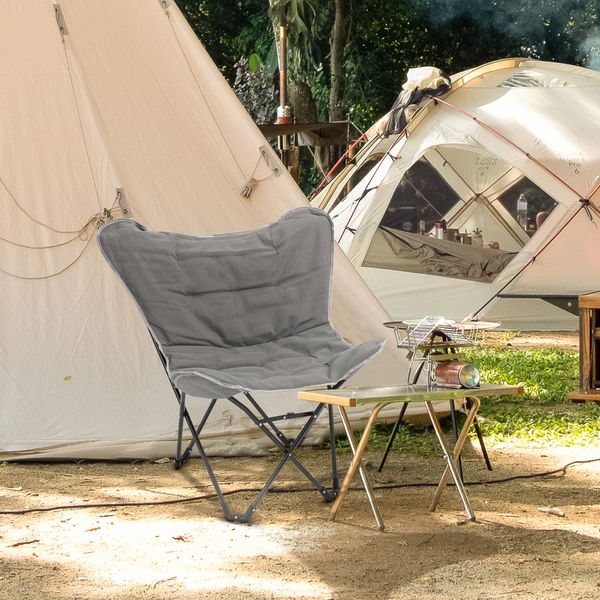 Campingstuhl tragbar klappbar max. Belastung 120 kg Hellgrau 88x74x84cm