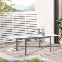 Gartentisch mit gehärteter Glasplatte Outdoor Aluminium ausziehbar Gartenmöbel Rechteck Grau Weiß