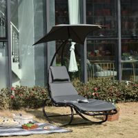 Schaukelliege Schaukelstuhl Relaxliege mit Dach Garten Dunkelgrau