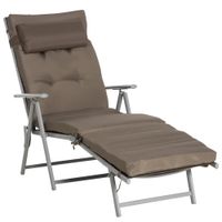 Sonnenliege Strandliege Gartenliege klappbar verstellbar mit Kissen Garten Metall Stoff Braun+Silber 137 x 63,5 x 100,5 cm