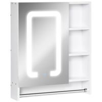 Spiegelschrank Badspiegel mit dimmbarem LED-Beleuchtung Badschrank Hängeschrank Badezimmerspiegel Badmöbel Mehrzweckschrank für Badezimmer Handtuchhalter MDF Weiß 60 x 15 x 69 cm