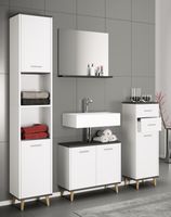 4-tlg. Badmöbelset Badezimmer Set "Landos I" Weiß/Anthrazit