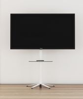 TV-Standfuß "Xila" mit Zwischenboden Weiß/Klarglas