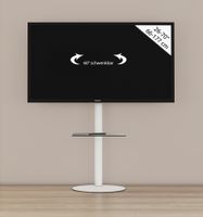 TV-Standfuß "Cirla" mit Zwischenboden Weiß/Klarglas