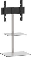 TV-Standfuß "Alani" mit Zwischenboden Silber/Klarglas