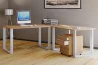 Eck-Schreibtisch "Lona" 220x190x80 U-Füße Sonoma-Eiche/Weiß
