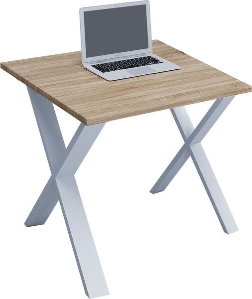 Schreibtisch "Lona" 80x50 X-Fußgestell Sonoma-Eiche/Weiß