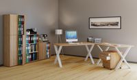 Eck-Schreibtisch "Lona" 130x130x50 X-Füße Sonoma-Eiche/Weiß