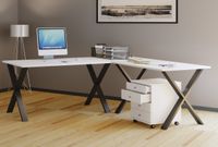 Eck-Schreibtisch "Lona" 220x190x80 X-Füße Weiß/Schwarz