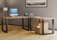 Eck-Schreibtisch "Lona" 220x190x80 U-Füße Sonoma-Eiche/Schwarz