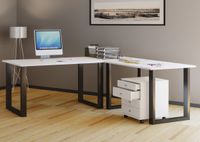 Eck-Schreibtisch "Lona" 220x160x80 U-Füße Weiß/Schwarz