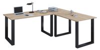 Eck-Schreibtisch "Lona" 130x130x50 U-Füße Sonoma-Eiche/Schwarz