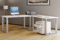 Eck-Schreibtisch "Lona" 160x160x50 U-Füße Weiß/Silber