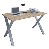 Schreibtisch "Lona" 110x80 X-Fußgestell Sonoma-Eiche/Silber