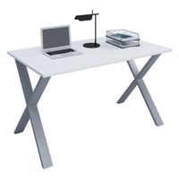 Schreibtisch "Lona" 110x80 X-Fußgestell Weiß/Silber