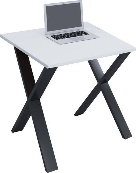 Schreibtisch "Lona" 80x80 X-Fußgestell Weiß/Schwarz