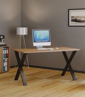 Schreibtisch "Lona" 140x50 X-Fußgestell Sonoma-Eiche/Schwarz