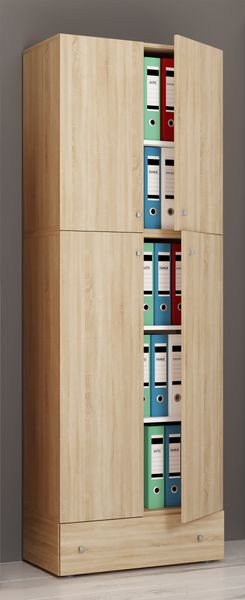Büroschrank "Lona XXL" Drehtüren | Mit Schublade Sonoma-Eiche