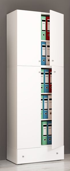 Büroschrank "Lona XXL" Drehtüren | Mit Schublade Weiß