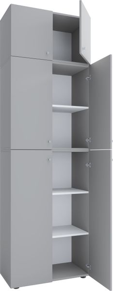 Büroschrank "Lona XXL" Drehtüren | Mit Aufsatz Grau