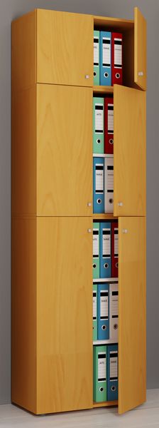 Büroschrank "Lona XXL" Drehtüren | Mit Aufsatz Buche