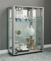 Standvitrine "Sintalo" mit Spiegel | Inkl. LED-Beleuchtung Silber
