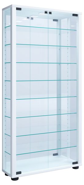 Standvitrine "Lumo Maxi" mit Spiegel Weiß