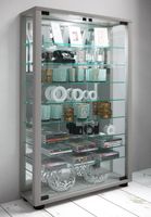 Standvitrine "Lumo Mini" mit Spiegel Silber