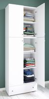 Kleiderschrank "Lona XXL" Drehtüren | Mit Schublade Weiß