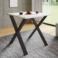 Esstisch "Xona" 80x80 X-Fußgestell Weiß/Schwarz