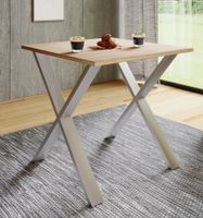 Esstisch "Xona" 80x80 X-Fußgestell Sonoma-Eiche/Silber