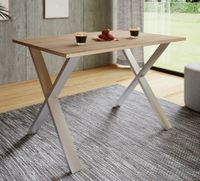 Esstisch "Xona" 140x80 X-Fußgestell Sonoma-Eiche/Silber