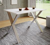 Esstisch "Xona" 140x80 X-Fußgestell Weiß/Silber