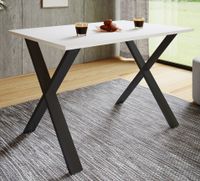 Esstisch "Xona" 110x80 X-Fußgestell Weiß/Schwarz