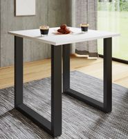 Esstisch "Xona" 80x50 U-Fußgestell Weiß/Schwarz