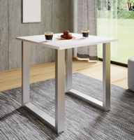 Esstisch "Xona" 80x50 U-Fußgestell Weiß/Silber